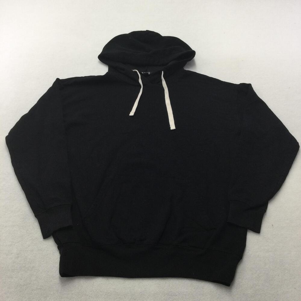 Buffalo David Bitton Hoodie Mens Small Black Fleece Pullover Sweatshirt Kangaroo